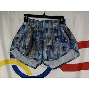 Lululemon Tracker Shorts 4" Lined Womens 6 Blue Striped Running LW7AHVS